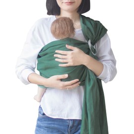 Vlokup Ring Sling Baby Carrier, Soft Linen Cotton Baby Sling Carrier Newborn to Toddler, Baby Wrap Carrier for Plus Size Parents, Perfect Shower Gift, Green