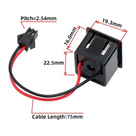 xiwai DIY OEM Pitch = 2.54mm Type C & Type A Female to 2 Pin Header DC 5V Power Locking