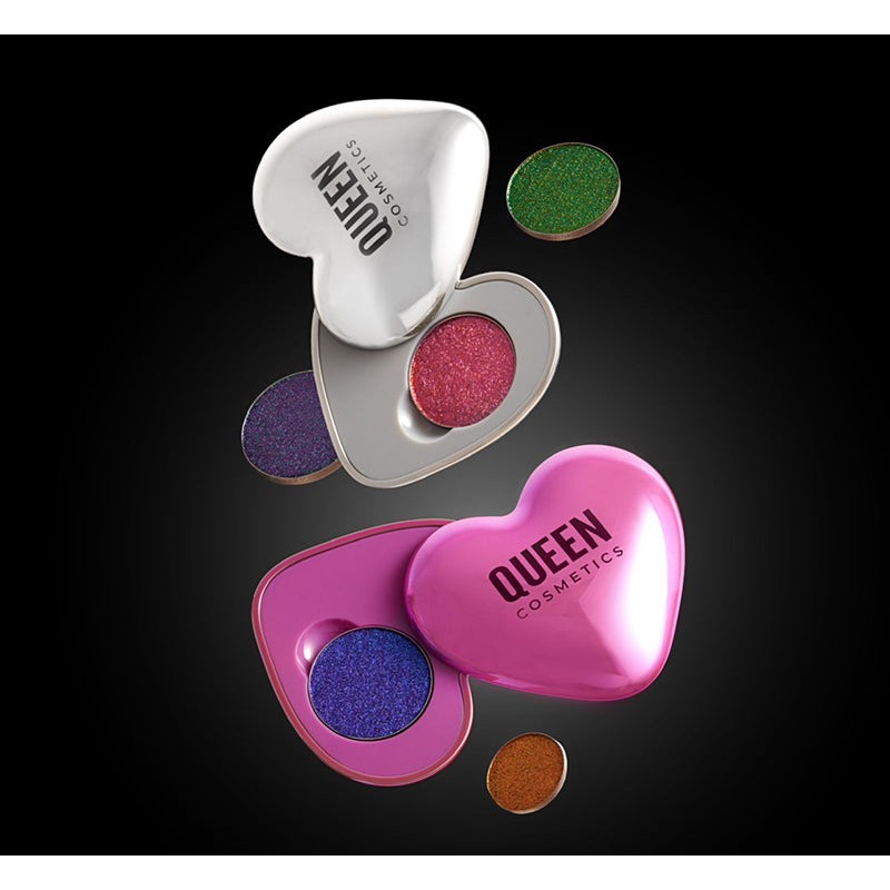 QUEEN COSMETICS SUBLIME HEARTS REFILL COMPACT SYSTEM, SILVER