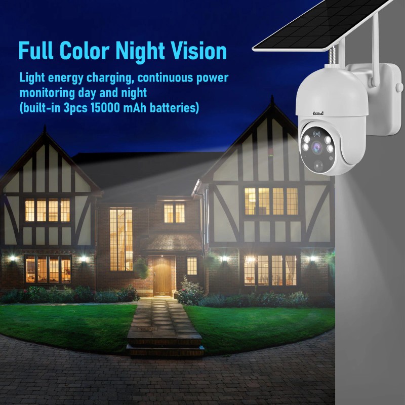 JideTech 2MP WiFi Wireless Solar Camera Outdoor PTZ with 15000mAh
