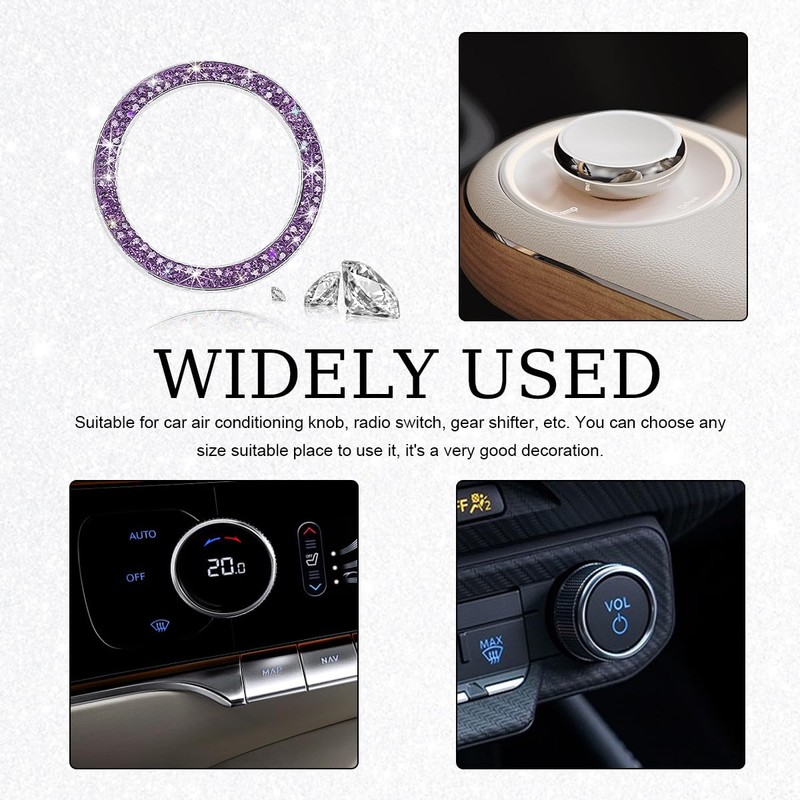 Gasedin Car Engine Start Stop Decoration Ring, Sparkling Crystal Vehicle