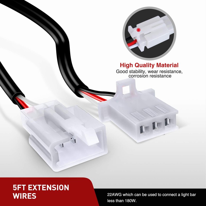 Nilight 2PCS Plug and Play 22AWG 5Feet Wiring Harness Switch