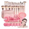 Fazxssea 67pcs Brochas De Maquillaje Rosa Profesional, Multifuncional, Con Estuche.