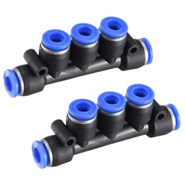 PK-6(6mm) OD Quick Release Connectors Manifold，Inline Manifold Union Fittings, Air Push Quick Fittings, Pneumatic Connectors Push to Connect Fittings Kit, 20 PCS