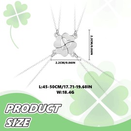 CULEO Women's Necklaces,Four Leaf Clover Patchwork Necklace Magnetite Alloy Pendant Parent-Child Good Friends 4-Person Combo Necklace (Silver)