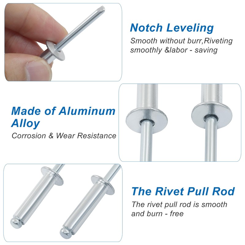 Zorveiio 50 Pcs 1/4" x 1" Aluminum Blind Rivets Dome