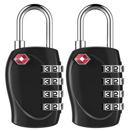 ZHEGE TSA Lock Padlock Dial Lock Small Suitcase Lock Rustproof Travel Security (Black, 2 Pieces)