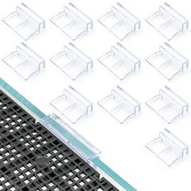 LINLAN 10mm 12 Stück Aquarium Abdeckhalterungen, Acryl-Aufsatzhalter für Aquariendeckel | Tankdeckel-Clips mit Halterung für randlose Aquarien