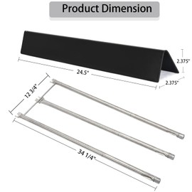 Leship 24.5" Flavorizer Bars & 34" Burner Tube Set Replace for Weber 7539 67722, Genesis 300 Series Genesis E-310 E-320 E-330 S310 S320 Grill with Side-Mounted Control