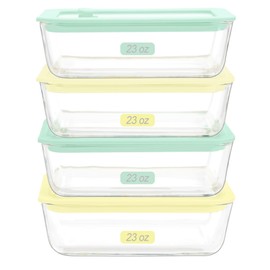 Urban Green Glass Food Container Set with Glass Lid, 4 Pack, Food Storage Containers with Airtight Lid, LeakProof, 100% Plastic Free, Meal Prep Container Set