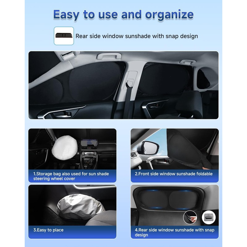 8PCS Window Shades for Toyota RAV4(2019-2024) Accessories – Full Coverage