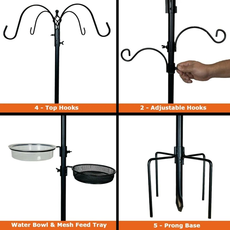 Ashman Online 91" 4 Hook Deluxe Premium Bird Feeding Station