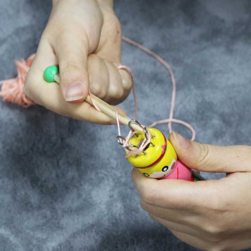 COHEALI Hand-Painted Pattern Wood Knitting Tool 2 Sets Russian Knitting