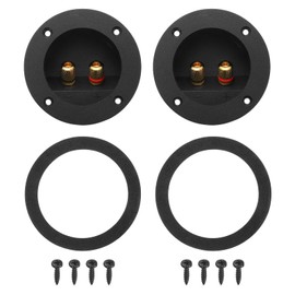 MECCANIXITY 2.4 Inch Round Speaker Box Terminal Cup, 2-Way Subwoofer Plug Connector Double Binding Posts Spring Loaded Jack for Car Stereo Speaker Wire Sub Boxs