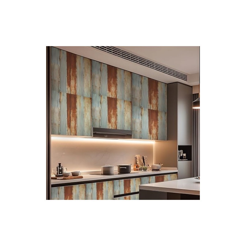 VGHUYEVOGERE Peel and Stick Rustic Wall Texture Galvanized Metal Panels