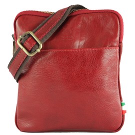 modamoda de - T256 Italian Leather Shoulder Bag Messenger Bag Small, cherry red