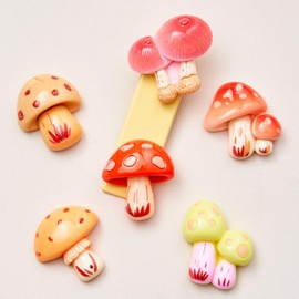 50pcs Slime Charms Resin Fake Cartoon Mushroom Charms Kawaii Cute Set Mixed Assorted Flatback Slime Beads Making Supplies for DIY Craft Making and Ornament Scrapbooking (Orange)