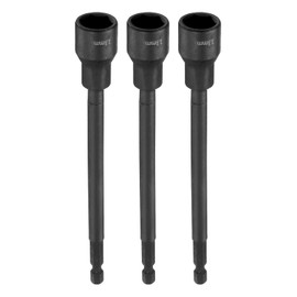sourcing map 3pcs Hex Nut Driver Drill Bit 13mm Metric 6-Point Socket 1/4" Hex Shank Magnetic Setter CR-V Steel Bolt Sockets for Power Drills Impact Drivers, 5.91" (150mm) Long