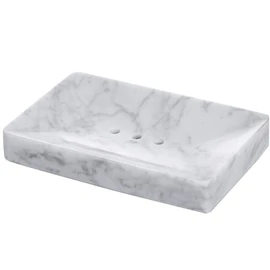 StonePlus Natural Smooth Real Marble Soap Dish/Facial Sponge Holder/Bathroom Makeup Sponge Tray with Draining Hole (White Carrara)