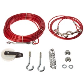 Ruffin' It 50ft Dog Trolley with 10ft Tie-Out Cable, for Dogs up to 100lbs, 50ft