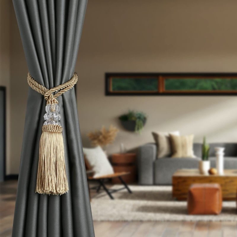 HedongHexi Curtain Tiebacks with Tassel, Outdoor Elegant Decorative Curtain Holdback,Modern