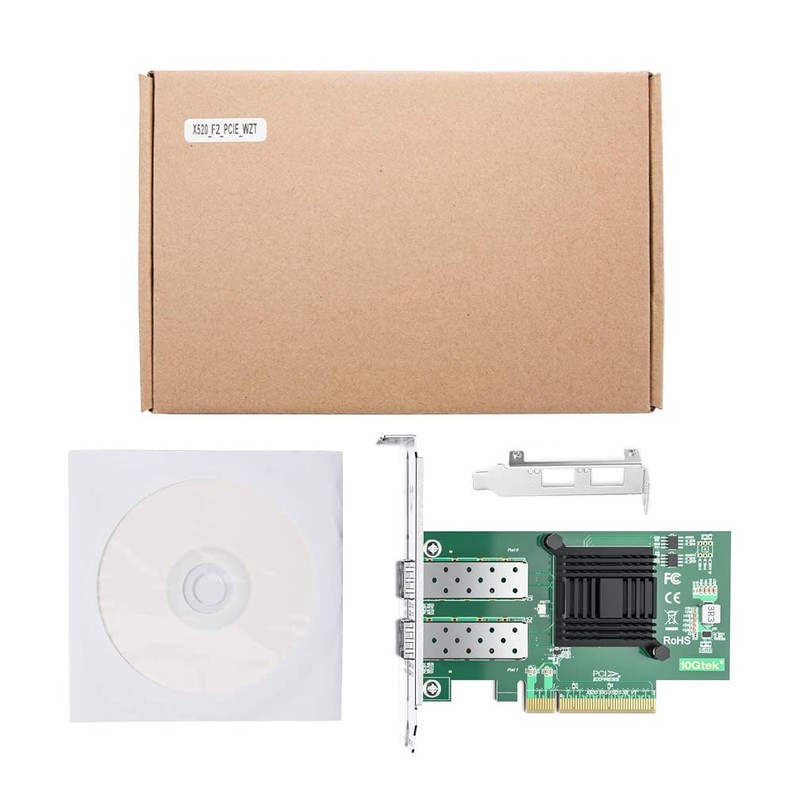 10Gtek 10G PCI-E NIC Network Card, Intel X520-DA2/X520-SR2 Compatible, Dual