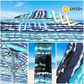 Jihfmo Beach Cabana, 6.2'×6.2' Beach Canopy with Side Wall, UPF 50+ UV Protection Easy Setup Tent Sun Shelter with Sand Pockets for Whole Family (Green Stripes)