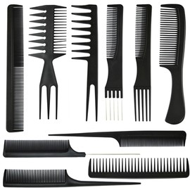 10Pcs Hairdressing Comb Set Hair Styling Kit Professional Barber Gift Black Colour Set Portable Set Hair Care for Men & Women