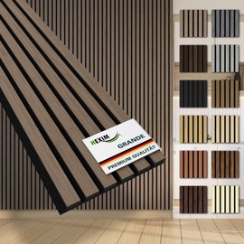 HEXIM Acoustic Panels Sample Piece Wall Panels Grande Slats XXL Wooden Panels Wall 21 mm Felt Sound Insulation Wood MDF Brown (American Walnut)