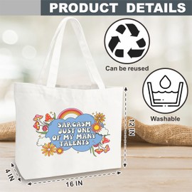 Nuckxy Groovy Canvas Tote Bag For Woman, Sarcasm Just One Of My Many Talents, Hoping Bag, Aesthetic Reusable Grocery Bags, Large Shoulder Bag, Gift For Woman - A01