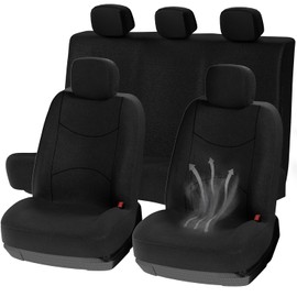 Fhrhig Cubre Asientos para Auto Juego 11 pzs, Universales Cuatro Estaciones Fundas para Asientos de Automovil, Suave, Transpirable y a Prueba de Polvo, para Coches, Furgonetas, SUV Etc