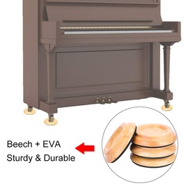 Wooden Piano Foot Pads, 4 Pieces Round Piano Foot Pads Set Upright Piano Caster Cups Accessories (Wood Colour)