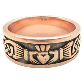 Copper Claddagh band ring CRI969 1/4 of an inch wide. Available in sizes 5 thru 13. (5)