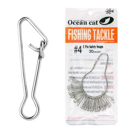 OCEAN CAT 60-150 Pcs E Pin Safety Snaps Fishing Snap Kit Hooked Snaps Stainless Steel Sea Fishing Tackle Hook Lure Connector Fishing Swivel Size 1#2#3#4#5# (4#, 150 PCS)