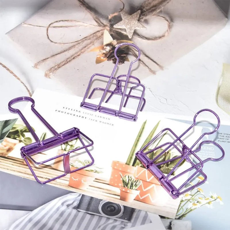 Clips De Carpeta Extra Grandes Morados 15 Unidades
