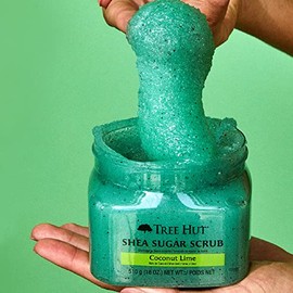 TREE HUT, Coconut Lime Shea Sugar Scrub, Exfoliante Corporal de Azúcar Natural con Manteca de Karité y Esencia de Lima y Coco, Exfolia e Hidrata la Piel, 510 gramos