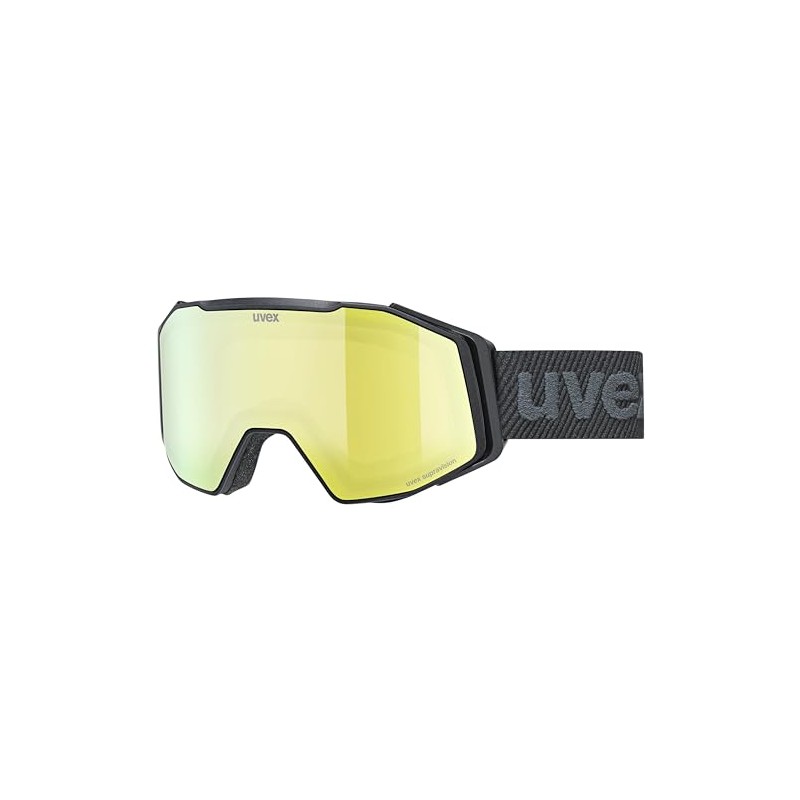 uvex Unisex-Adult, gravity FM ski goggles, black matt/yellow-orange, one size