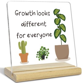 Inspirational Gifts for Women, Growth Looks Different for Everyone, Motivational Acrylic Sign for Classroom Home Bedroom Office Desk Table Decor