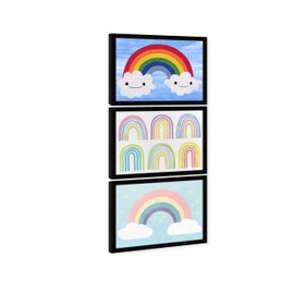 Wynwood Studio Nature and Landscape Contemporary Colorful Sky Canvas Wall Art Cute Rainbow Set Living Room Bedroom and Bathroom Home Decor 19 in x 13 in Blue and Pink