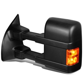 Auto Dynasty Driver Left Rear View Side Towing Mirror - Manual Telescoping | Power Adjust | Heated Glass | Amber LED Turn Signal - Compatible with Ford F250 F350 F450 F550 Super Duty 08-16