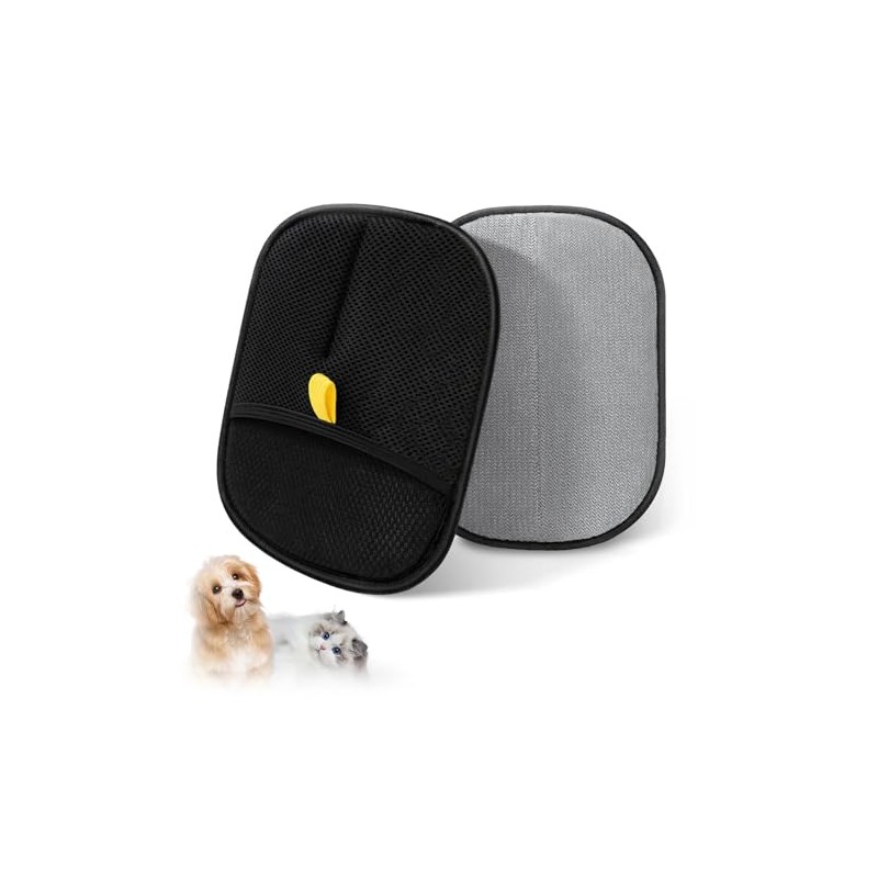 WoLraYuan ペット用静電毛取り手袋，猫、犬、うさぎの抜け毛掃除グローブ（ブラック）