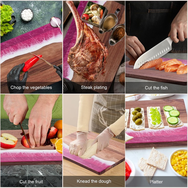 gzcmxh Charcuterie Board Cutting Board Resin Green Wave Pattern Resin