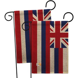 Ornament Collection GP191512-DBAE Hawaii Burlap Americana States Impressions Decorative Vertical 13" x 18.5" Double Sided 2 pcs Garden Flags Pack
