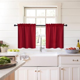 XWZO - Cortinas semitransparentes de 36 pulgadas de largo, 2 paneles, cortinas de ventana pequeña para cocina, estilo granja, cortinas cortas de media ventana para baño, bolsillo para barra, 42 x 36
