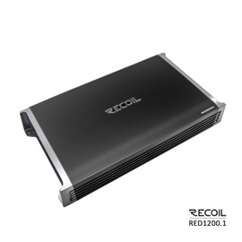 Recoil RED1200-1 2500 Watts Class-D Strappable Car Audio Mono-Block Subwoofer Amplifier, 1 Ohm Stable, Remote Bass Knob Included