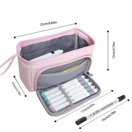 Large Pencil Case Pencil Pouch Big Capacity Pencil Bag for Kids Teen Girls Boys Student School Supplies Oxford Organizer Pen Bag Cosmetic Makeup Pouch（Pink）