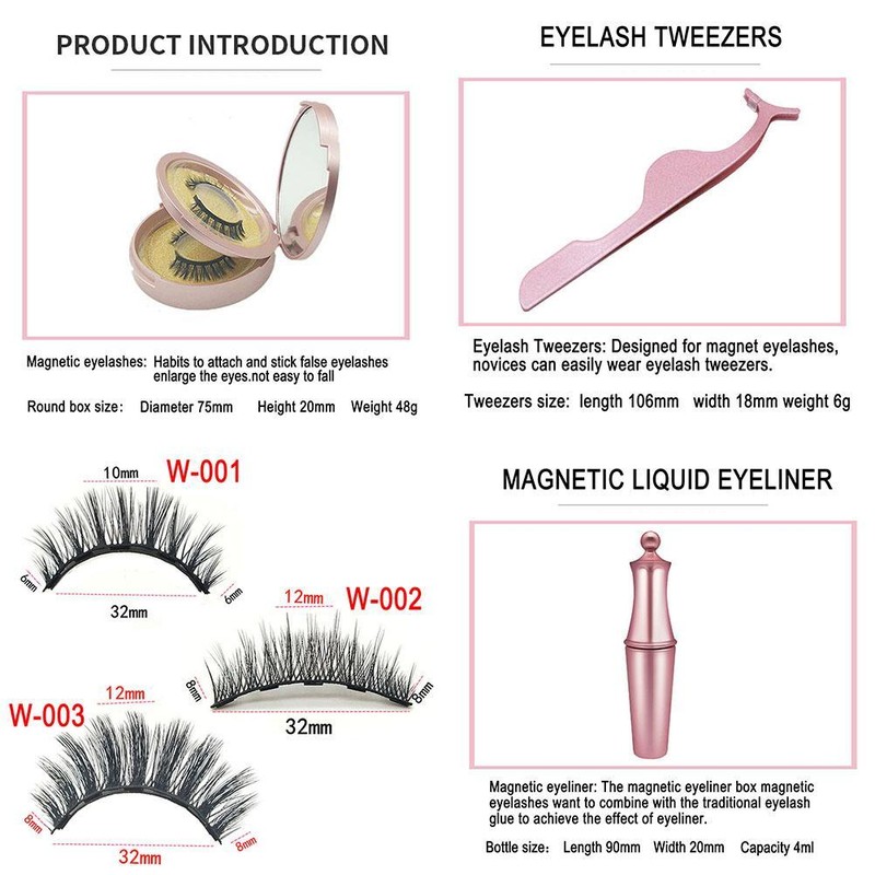 3D Magnetic Eyelashes and Eyeliner Set Makeup Magnetic Lashes Eyeliner