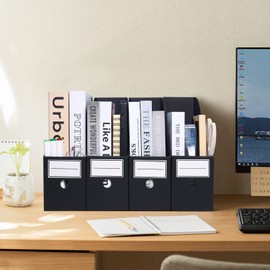 komstuon Magazine File Holder(6 Pack), Cardboard Magazine File Holder,Document Organizer,Desk File Organiser For School, Office, Home Magazine File Storage