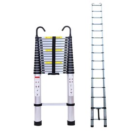 Telescoping Extension Ladder 20.3FT Aluminum Telescoping Ladder with Non-Slip Feet & Detachable Hook,Multi-Purpose Portable Loft Engineering Lifting Ladder, for Household and Outdoor Working
