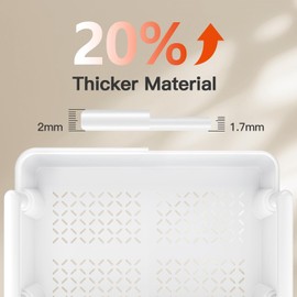 Pipishell 3 Tier Rolling Cart Organizer, Plastic Rolling Cart with Lockable Wheels & Reinforced Handle, Lightweight Utility Cart Storage Cart for Nursery, Kitchen, Bathroom, Craft Room, White, PIUC14W